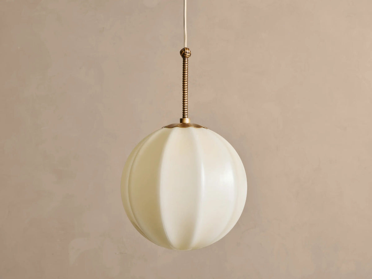 Agnes Brass Glass Pendant 12 Inch