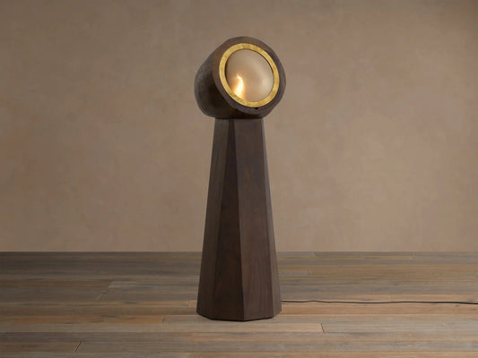 Agustin Rustic Wood Lamp with Opaque Glass — product view 1