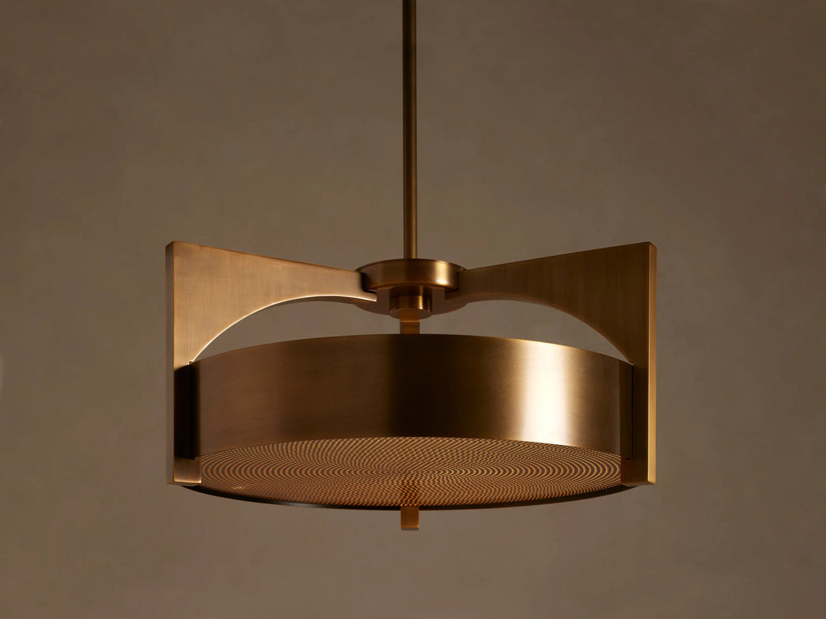 Alastair modern brass pendant with Walnut Canopy — product view 1