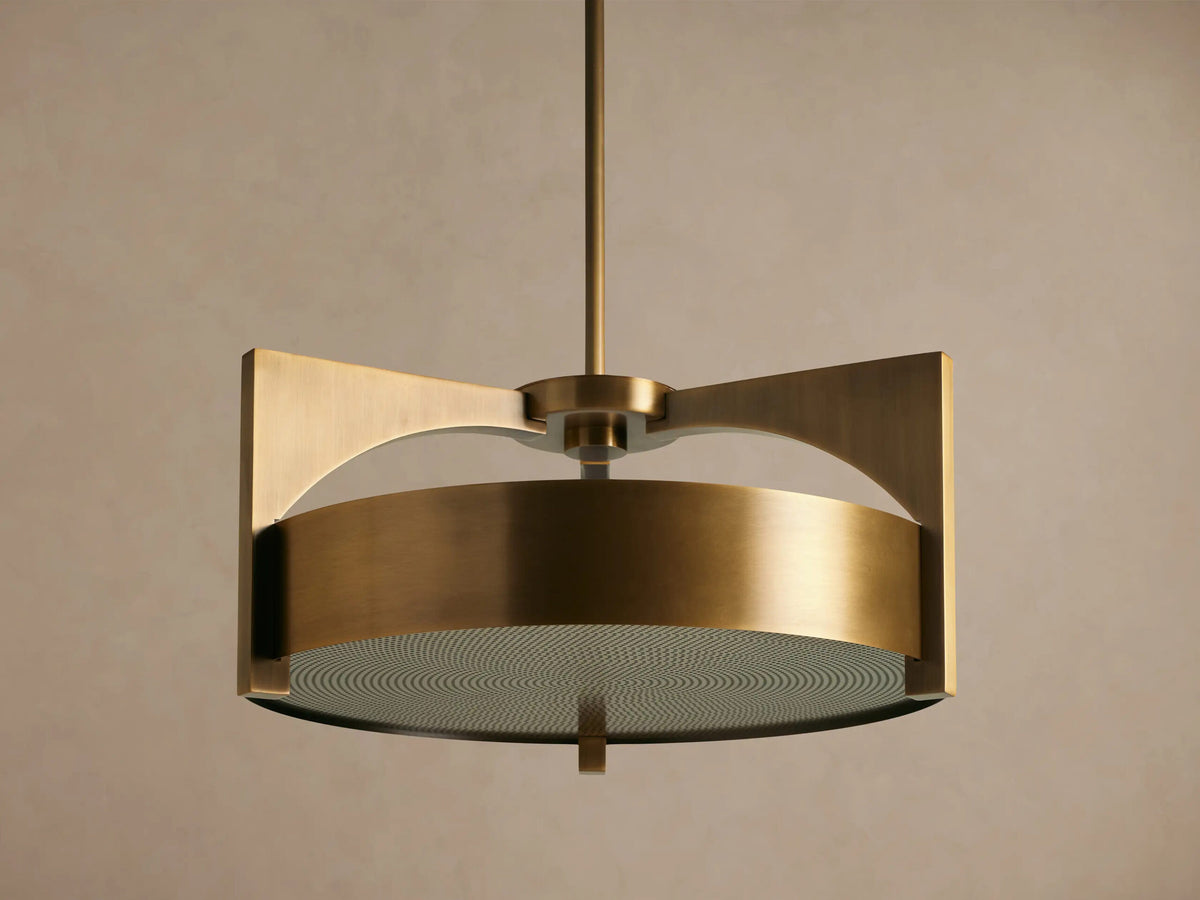 Alastair modern brass pendant with Walnut Canopy — product view 2