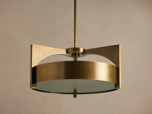 Alastair modern brass pendant with Walnut Canopy — product view 2