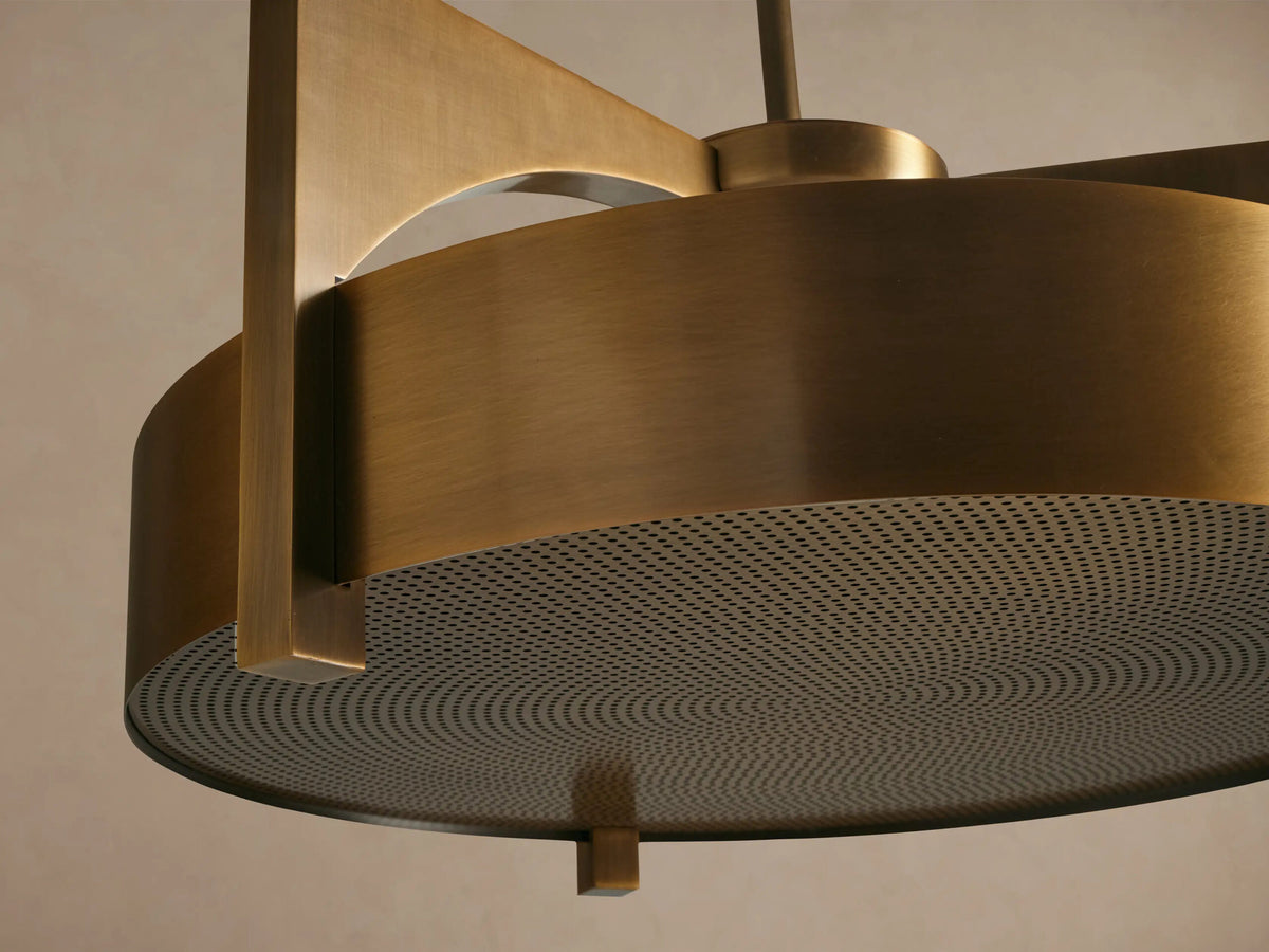 Alastair modern brass pendant with Walnut Canopy