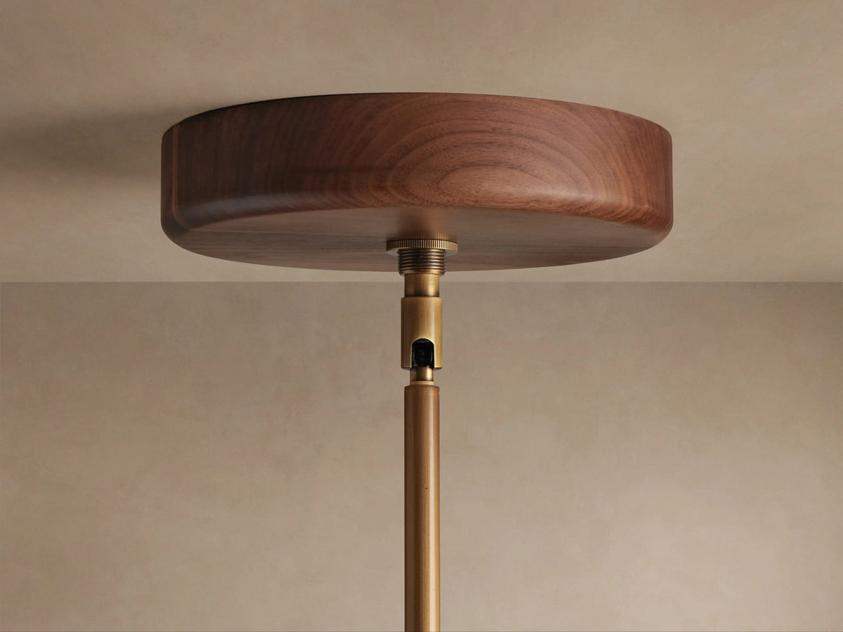 Alastair modern brass pendant with Walnut Canopy — product view 5