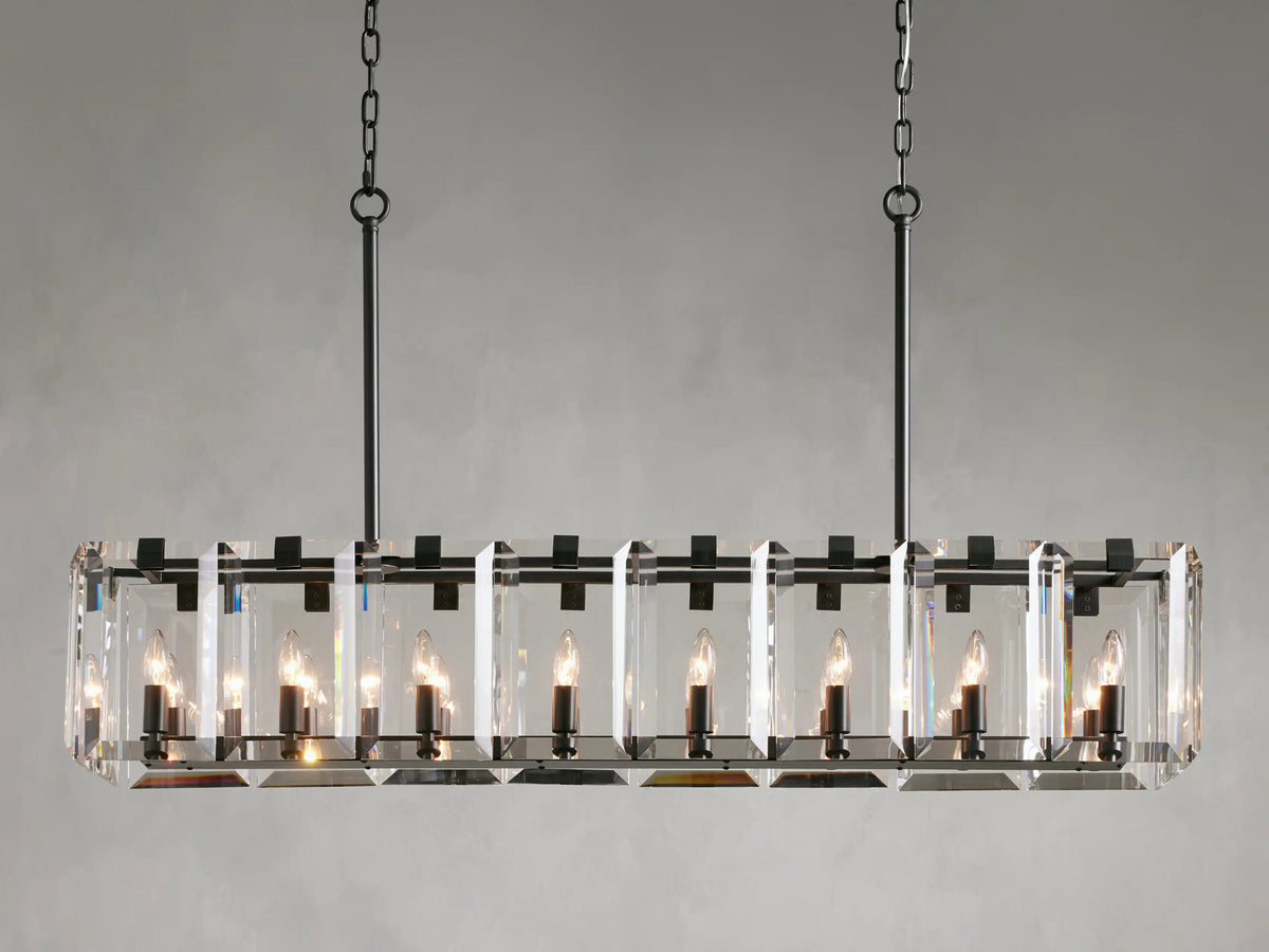 Amaya Modern Crystal Light Rectangular Chandelier — product view 1