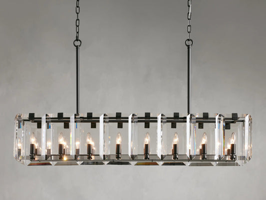 Amaya Modern Crystal Light Rectangular Chandelier — product view 1