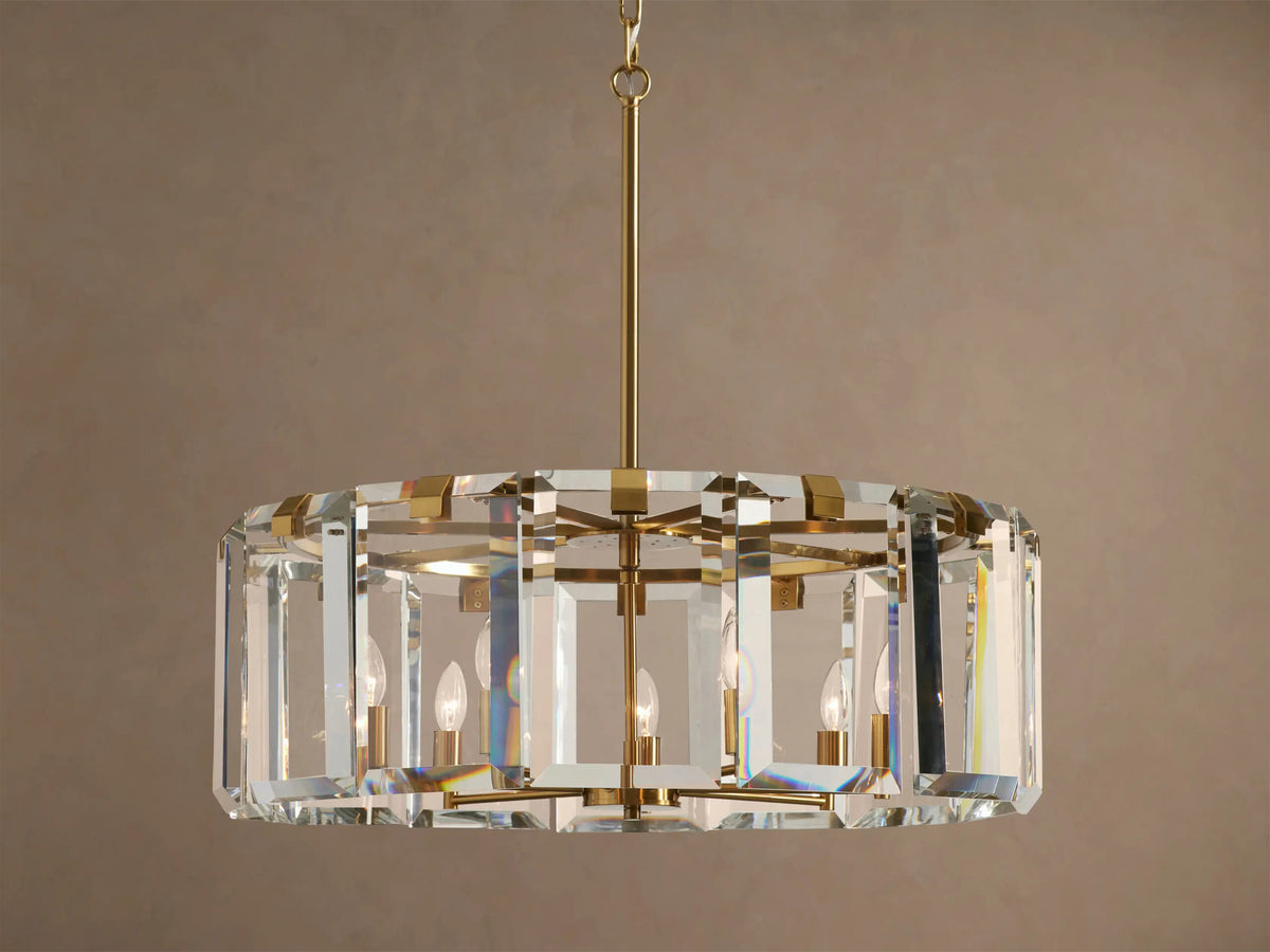Crystal Chandelier Round Brass 30 Inch — product view 1