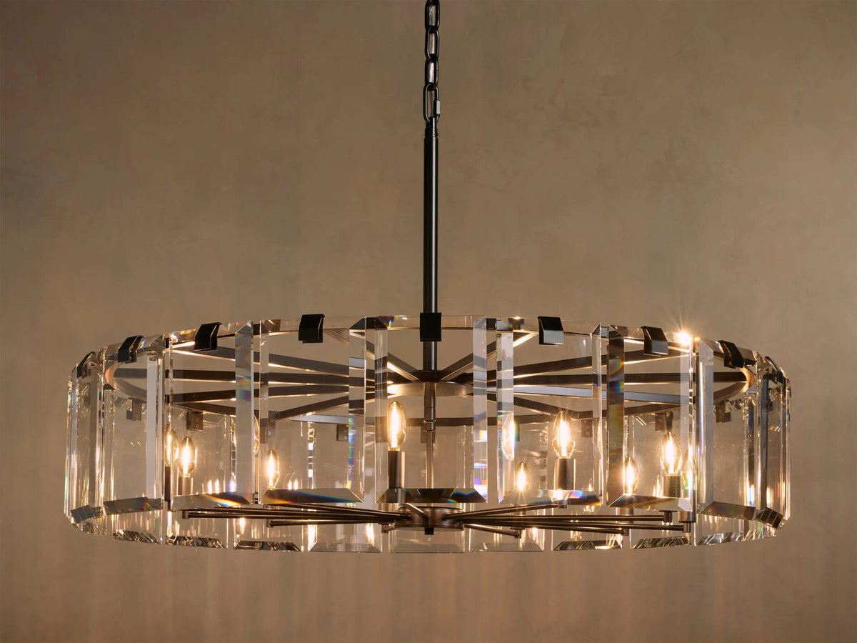 Crystal Chandelier Round Brass 30 Inch — product view 17