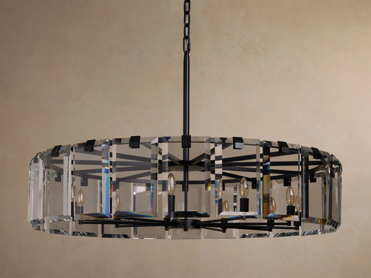 Crystal Chandelier Round Brass 30 Inch — product view 19