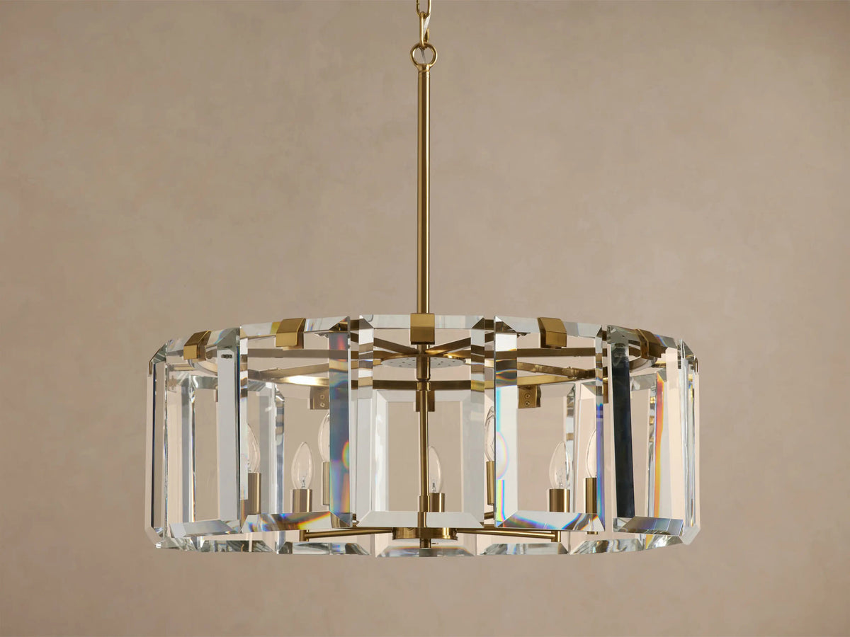 Crystal Chandelier Round Brass 30 Inch