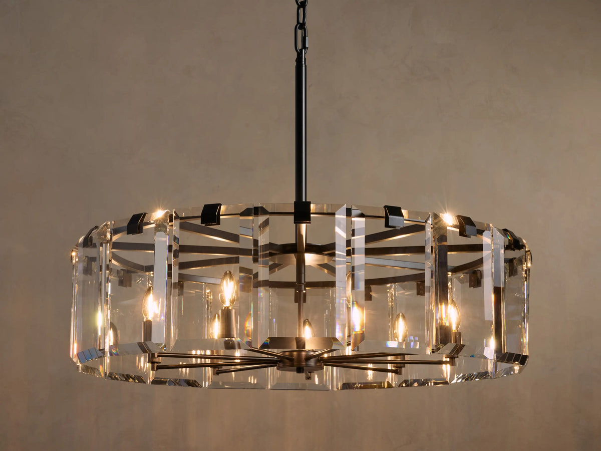 Crystal Chandelier Round Brass 30 Inch — product view 6