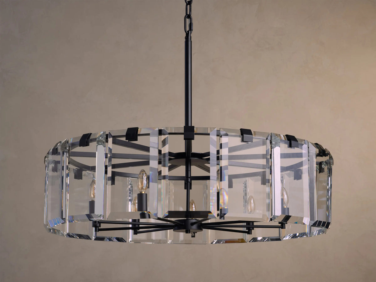Crystal Chandelier Round Brass 30 Inch — product view 8