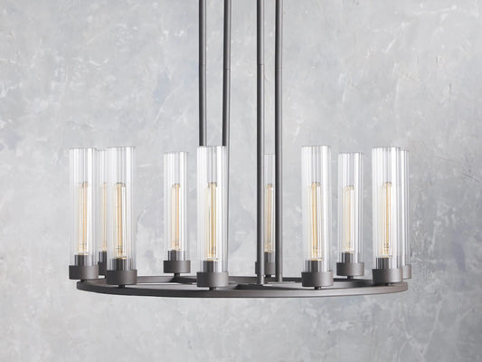 Bronze Chandelier 10-Light Round Steel Fixture — product view 1