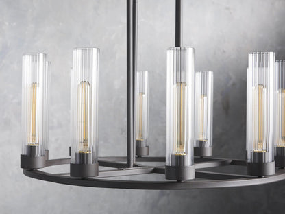 Bronze Chandelier 10-Light Round Steel Fixture — product view 2