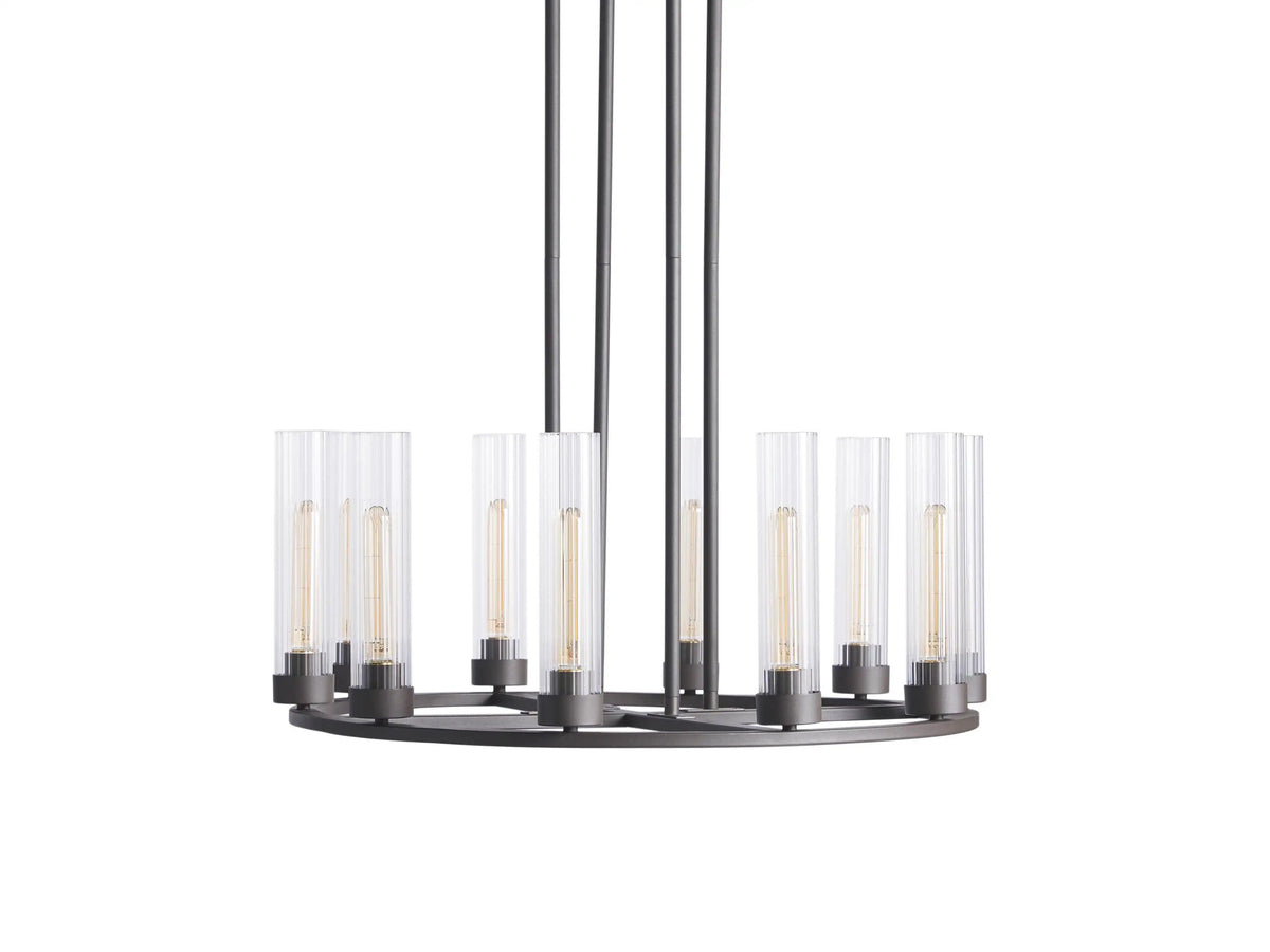 Bronze Chandelier 10-Light Round Steel Fixture — product view 4