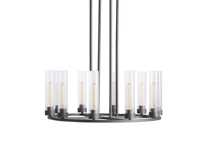 Bronze Chandelier 10-Light Round Steel Fixture — product view 4