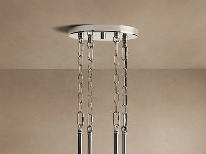 Nickel Chandelier 12 Light Round Glass Shade Fixture — product view 4