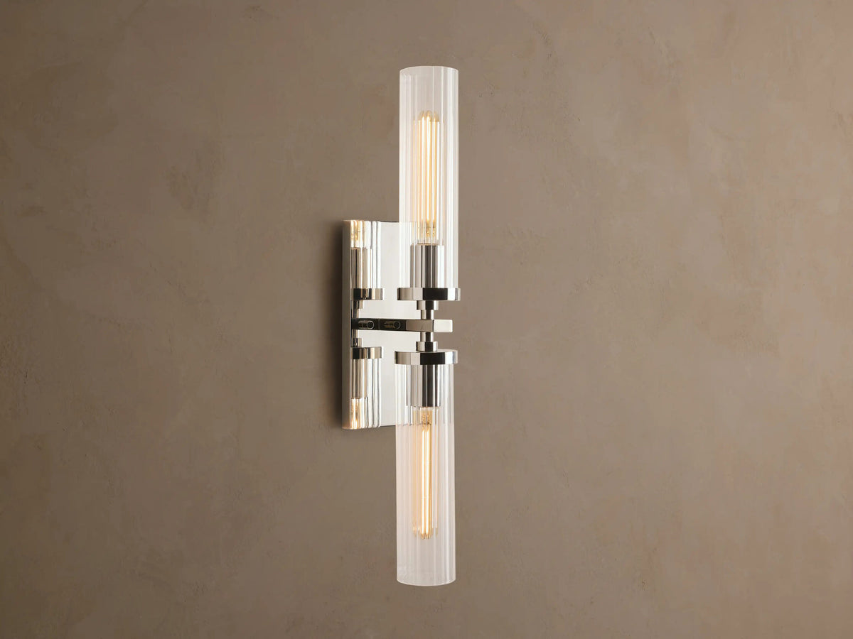 Andreas Fluted Glass Sconce Double Wall Light — product view 1