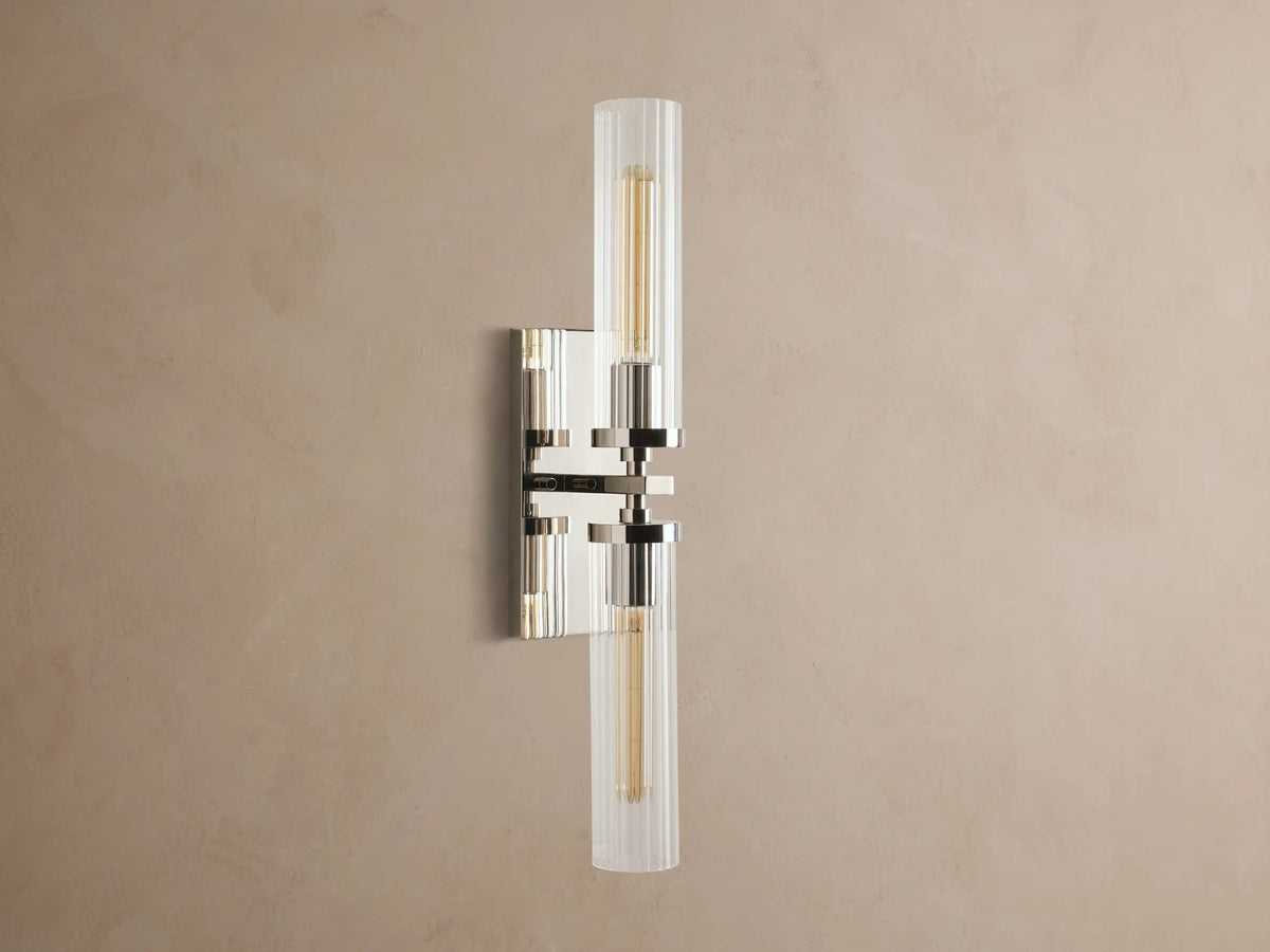 Andreas Fluted Glass Sconce Double Wall Light — product view 2