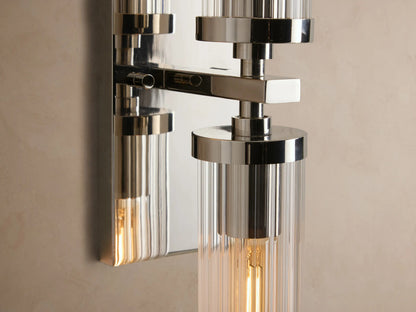 Andreas Fluted Glass Sconce Double Wall Light — product view 3