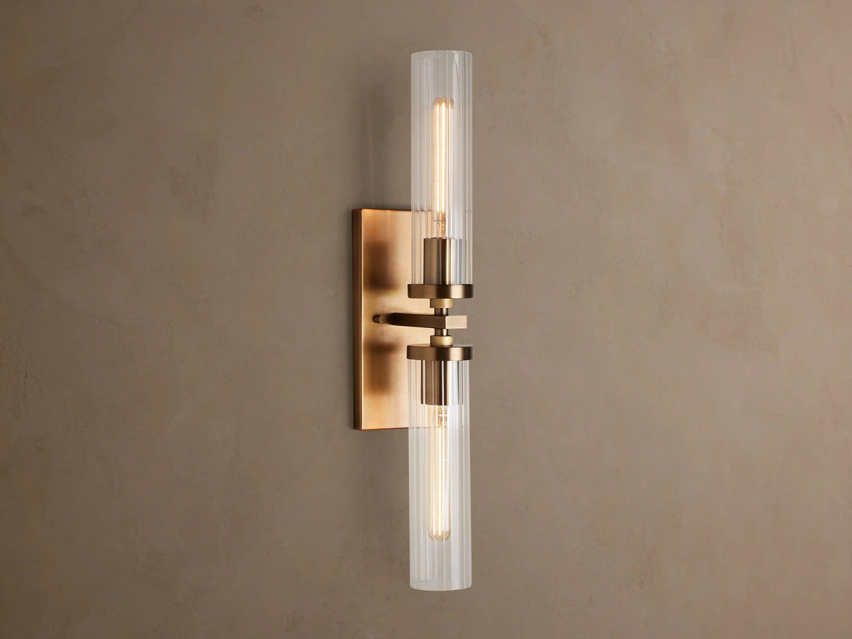 Andreas Fluted Glass Sconce Double Wall Light — product view 4