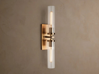 Andreas Fluted Glass Sconce Double Wall Light — product view 4