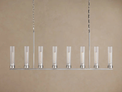Nickel Chandelier with Linear Ribbed Glass Shades — product view 10