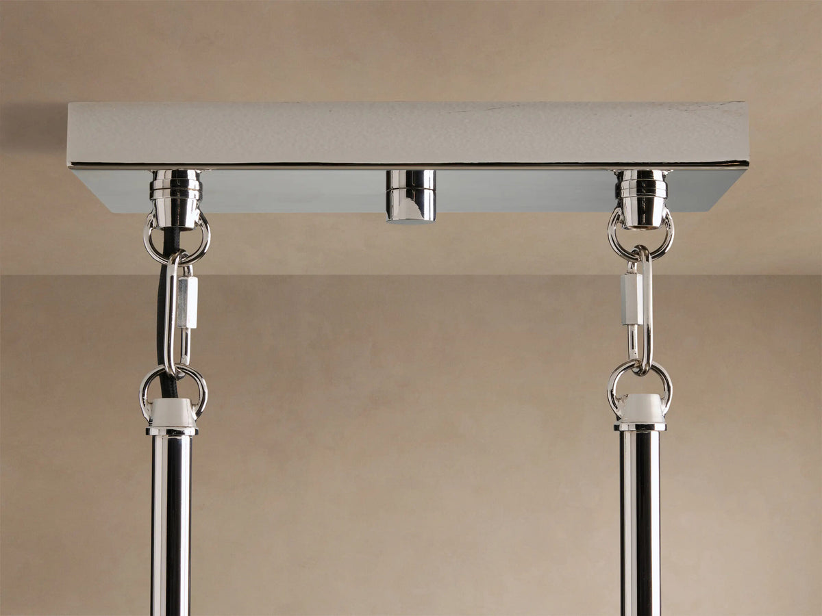 Nickel Chandelier with Linear Ribbed Glass Shades — product view 4