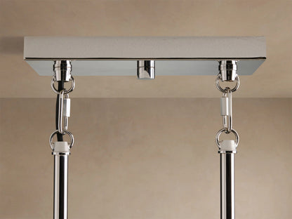 Nickel Chandelier with Linear Ribbed Glass Shades — product view 4