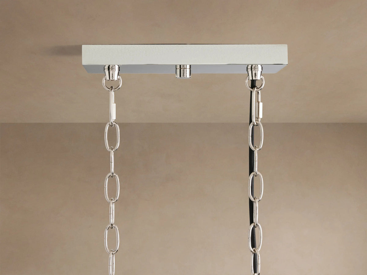 Nickel Chandelier with Linear Ribbed Glass Shades — product view 8