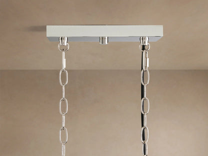 Nickel Chandelier with Linear Ribbed Glass Shades — product view 8