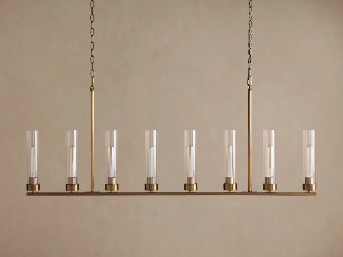 Andreas brass linear light 8 Light Chandelier