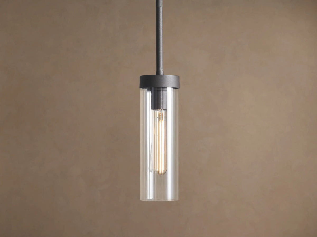 Brass Glass Pendant with Clear Fluted Shade — product view 5