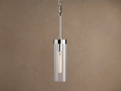 Brass Glass Pendant with Clear Fluted Shade — product view 8