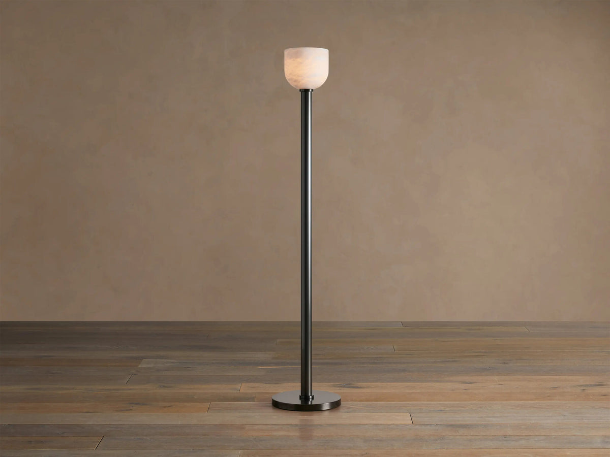 Ansley Bronze Alabaster Torchiere Floor Lamp — product view 1