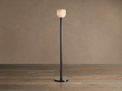 Ansley Bronze Alabaster Torchiere Floor Lamp — product view 1