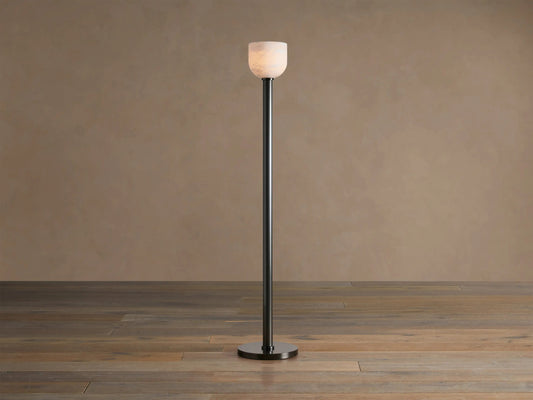 Ansley Bronze Alabaster Torchiere Floor Lamp — product view 1