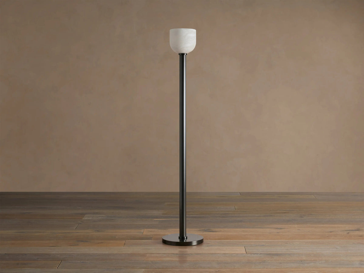 Ansley Bronze Alabaster Torchiere Floor Lamp — product view 2