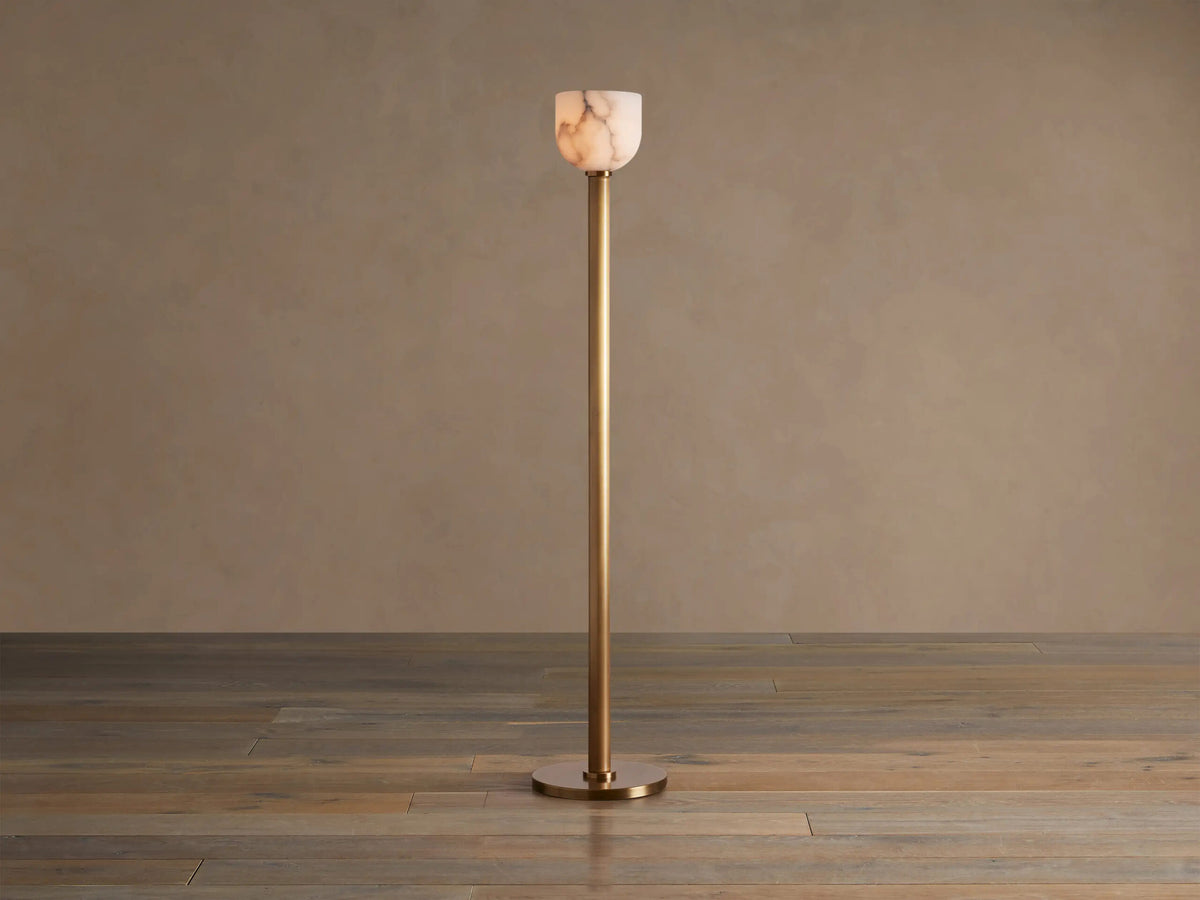 Alabaster Floor Lamp Ansley Brass Torchiere — product view 1