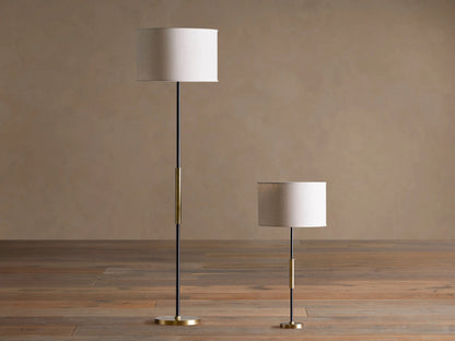 Modern Brass Lamp with Linen Shade — product view 3