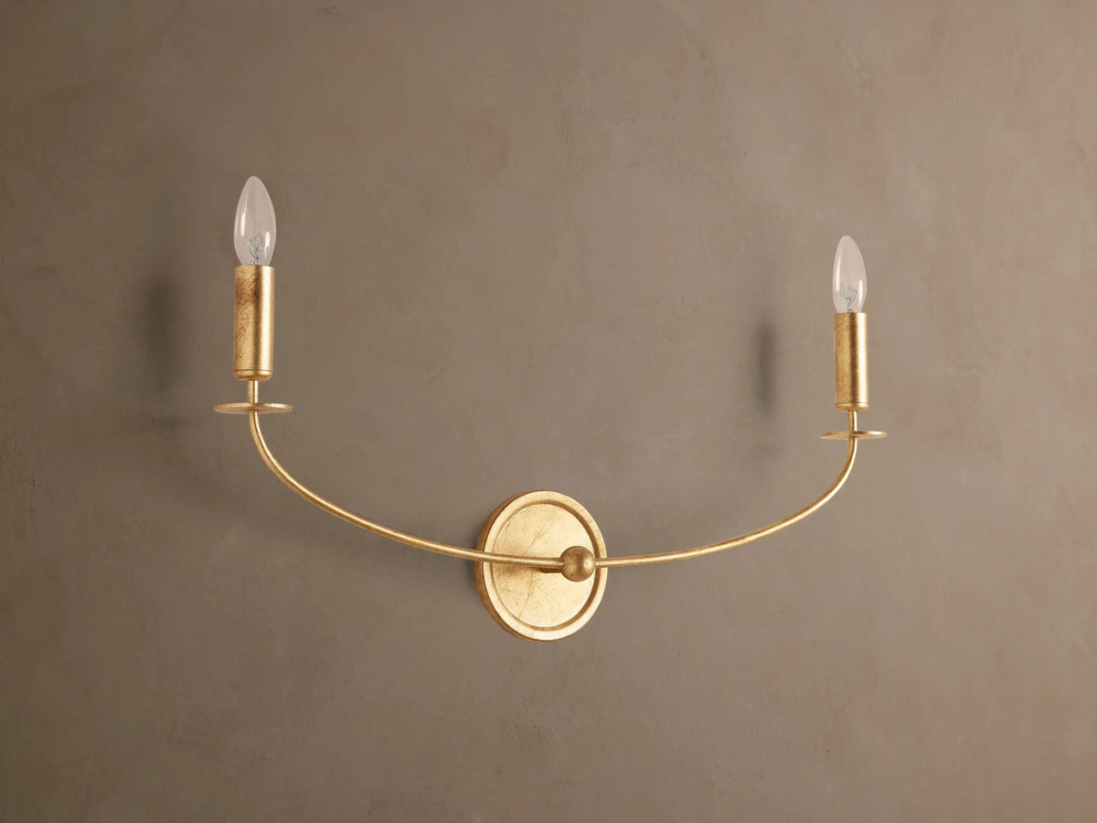 Iron Wall Sconce Arnett Double Light in Antiqued Gold — product view 1