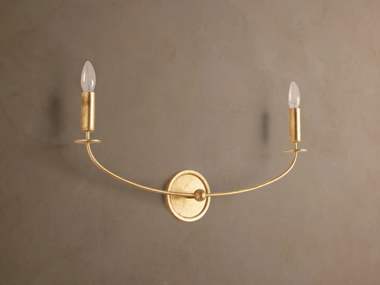 Iron Wall Sconce Arnett Double Light in Antiqued Gold — product view 1