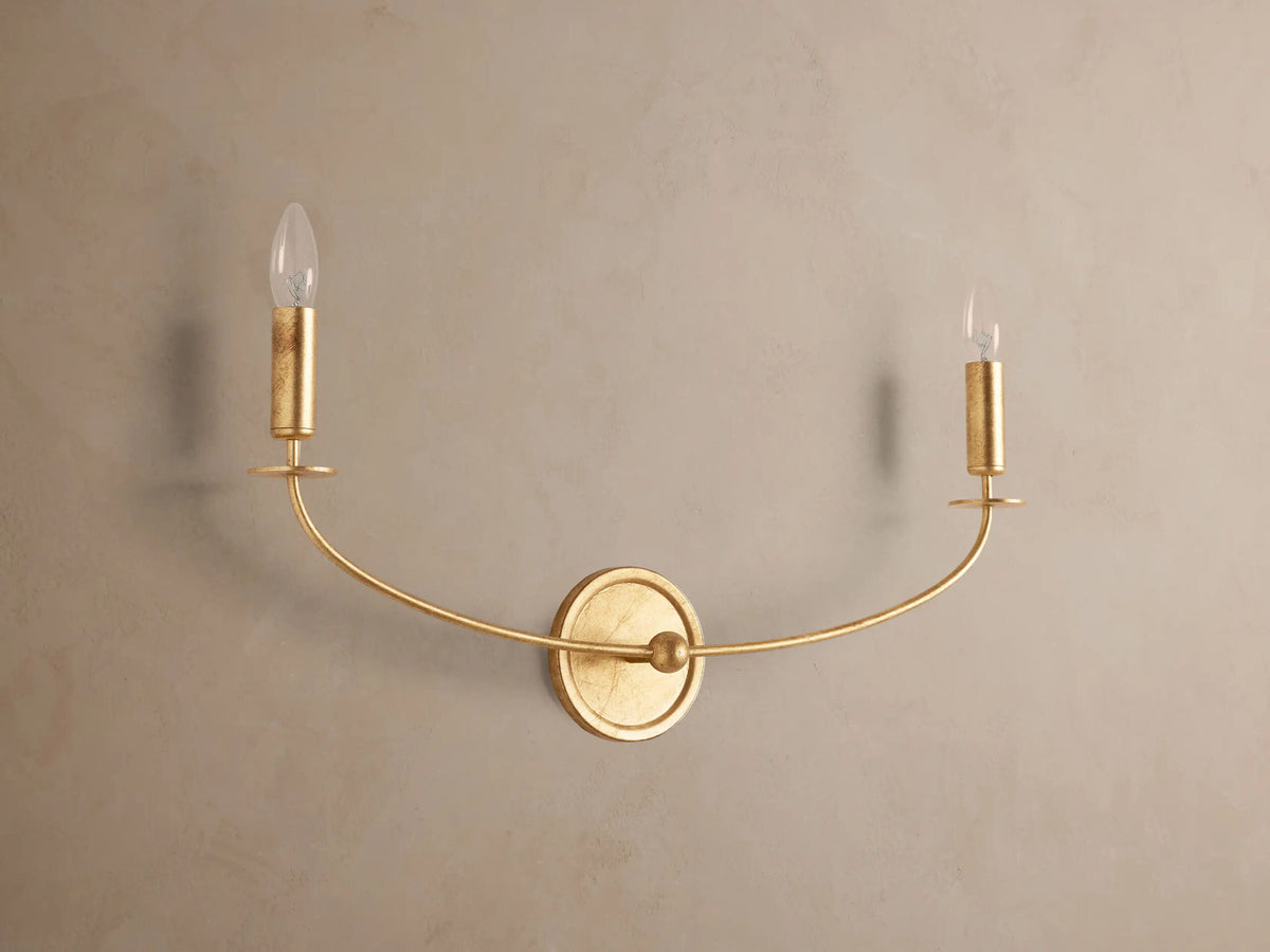 Iron Wall Sconce Arnett Double Light in Antiqued Gold — product view 2