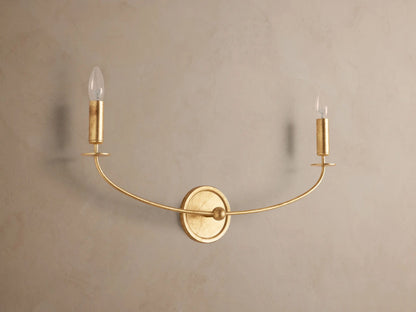 Iron Wall Sconce Arnett Double Light in Antiqued Gold — product view 2