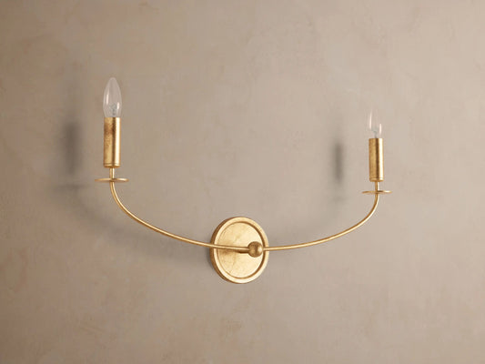 Iron Wall Sconce Arnett Double Light in Antiqued Gold — product view 2
