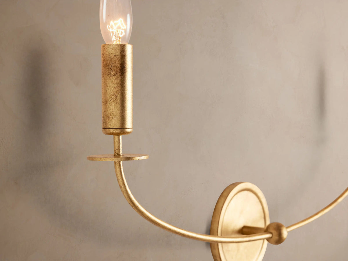 Iron Wall Sconce Arnett Double Light in Antiqued Gold — product view 3