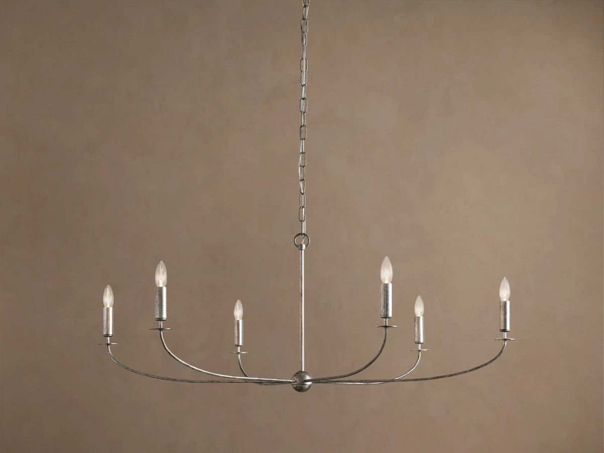 Iron Leaf Chandelier in Silver 6 Light — product view 1