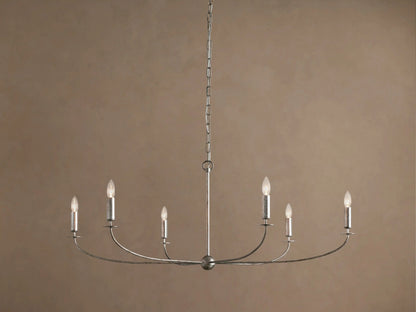 Iron Leaf Chandelier in Silver 6 Light — product view 1