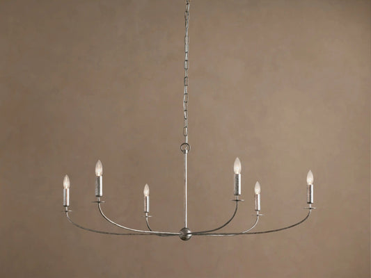 Iron Leaf Chandelier in Silver 6 Light — product view 1