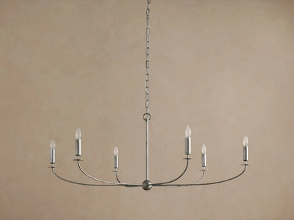 Iron Leaf Chandelier in Silver 6 Light — product view 2