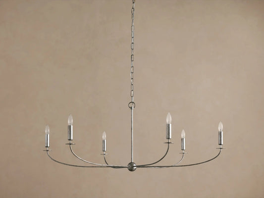 Iron Leaf Chandelier in Silver 6 Light — product view 2